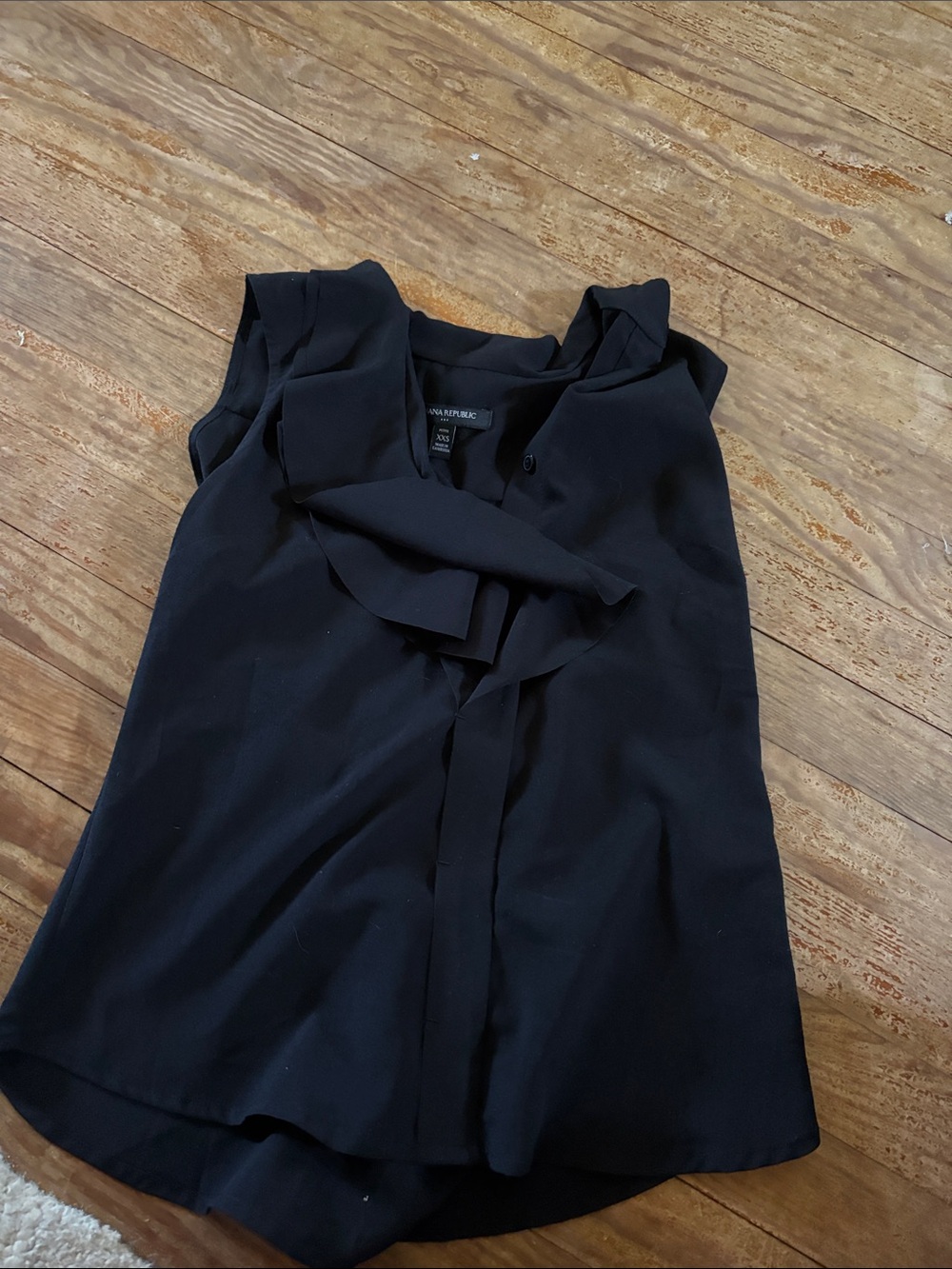 Banana Republic Black Ruffled Sleeveless Blouse
